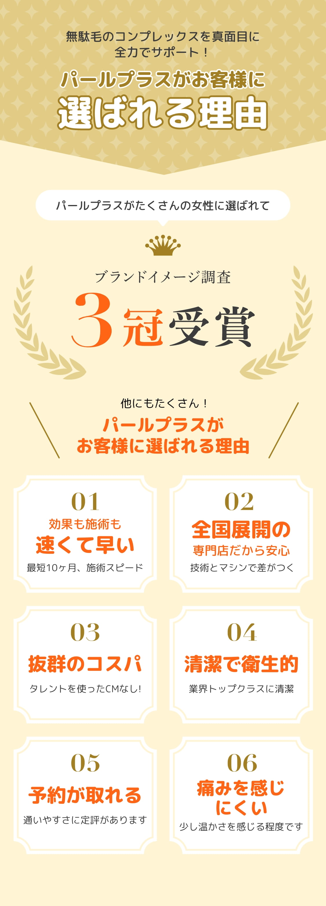 無駄毛のコンプレックスを真面目に全力でサポート！パールプラスがお客様に選ばれる理由